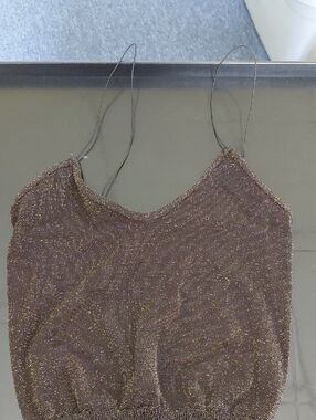 Free People- "Intimately" Metallic Brown Shimmer Spaghetti Strap Tank Top